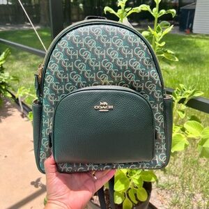 COACH Women's Court Backpack (Monogram Green)